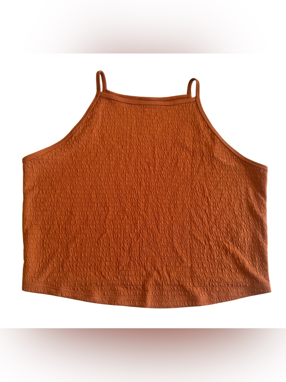 Torrid Size 1 Burnt Orange Smocked High Neck Spaghetti Strap Crop Tank Top Boho
